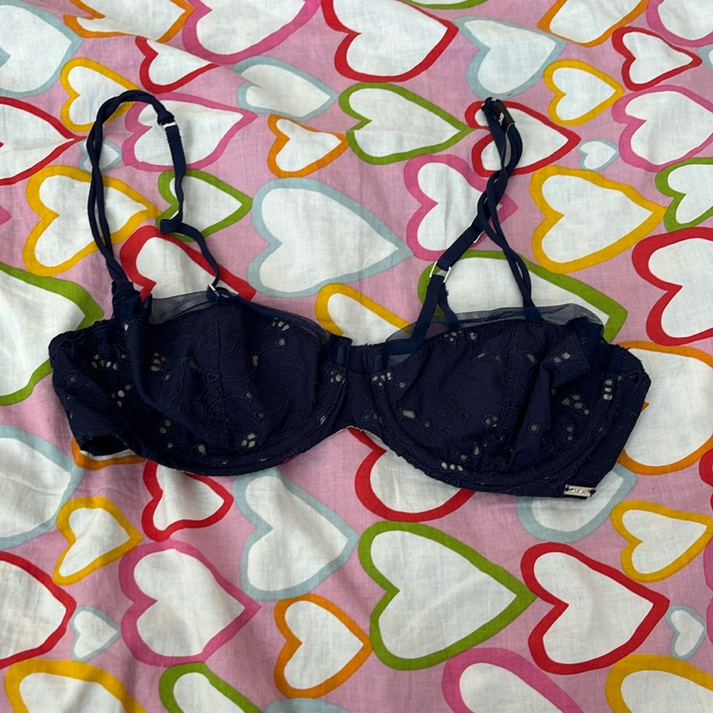 Brand new!! Navy blue Beautiful love unlined, Demi cup bra size 34B